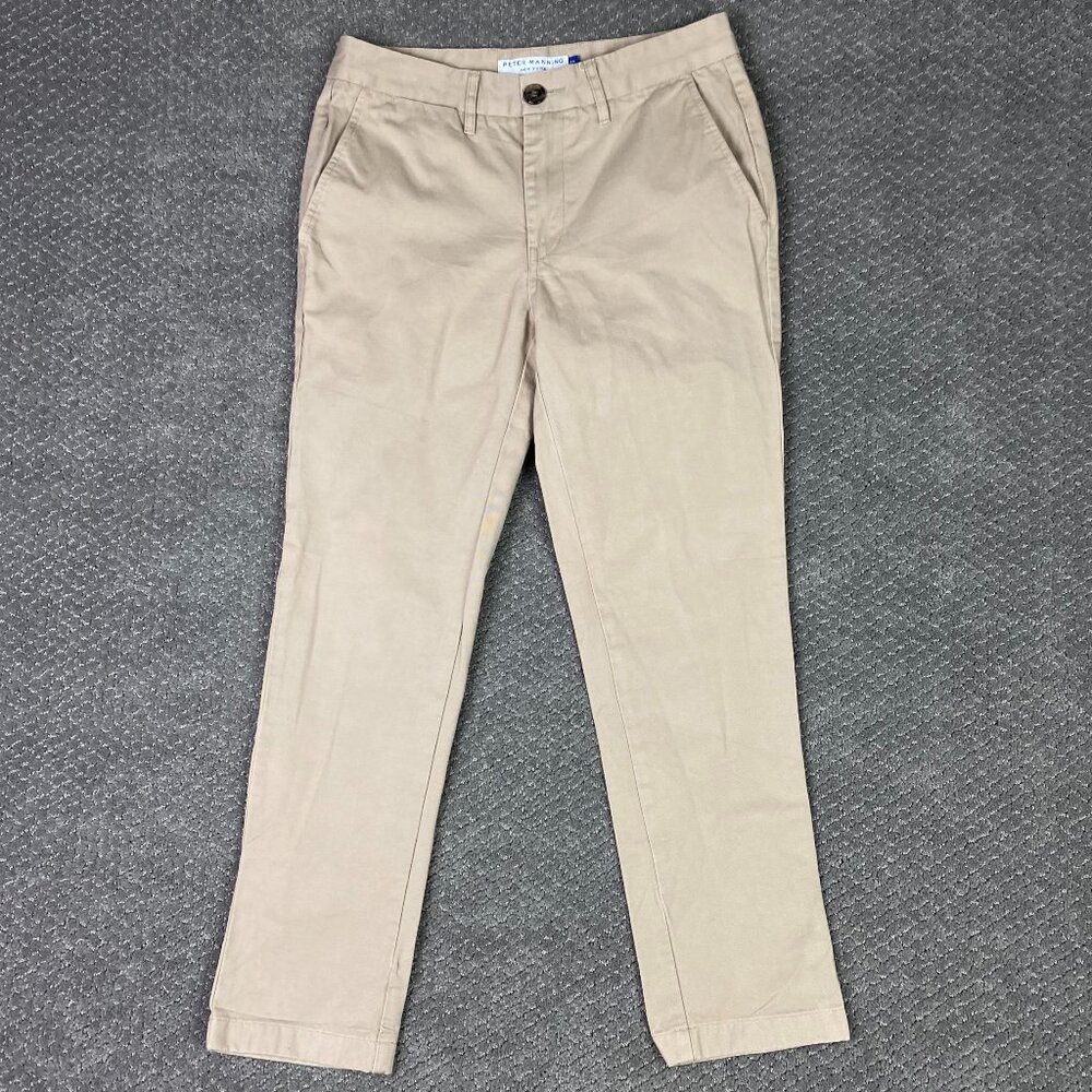 Peter Manning Slim Fit Chino Pants Men's 29 x 27 Measures 29 x 26 Khaki Cotton